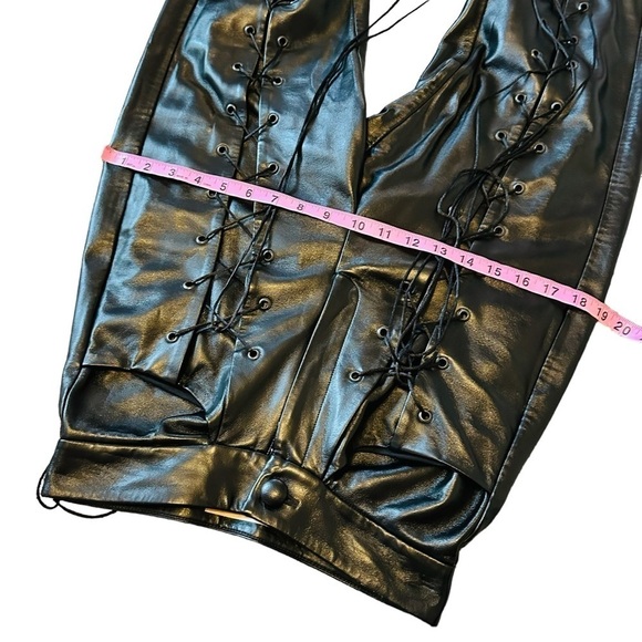 Matériel Pants Faux Leather Lace Up Slouchy Sexy Black High Rise 6 Small - Picture 9 of 9